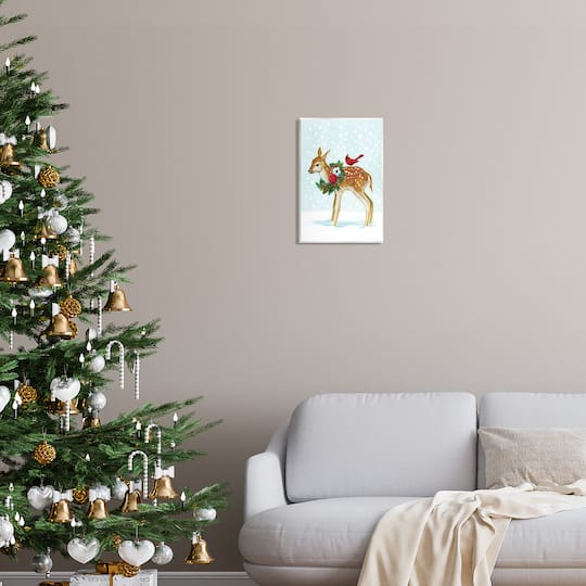 Stupell Industries Snowy Deer Holiday Cardinal Wall Plaque Art